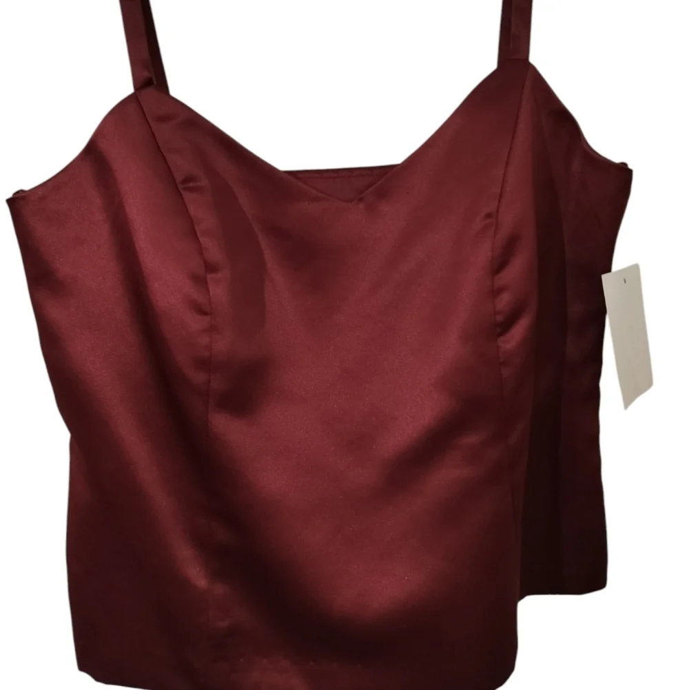 3102)R&M Richards 2 pcs Evening Burgundy Bling Jacket Camisole 3/4 Sleeve Sz 10 - Picture 5 of 11